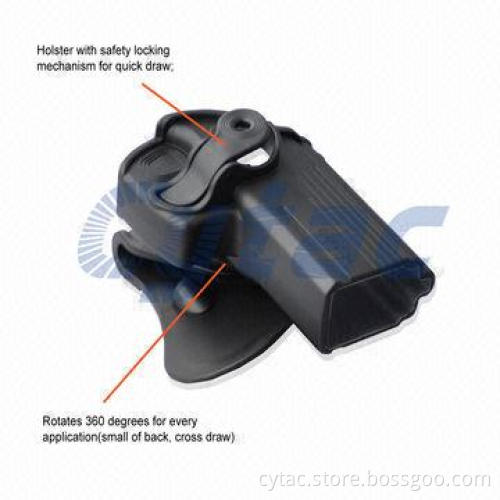 Pistol holster for Taurus 24/7, made of polymer, designed with release button, soft silicone paddle